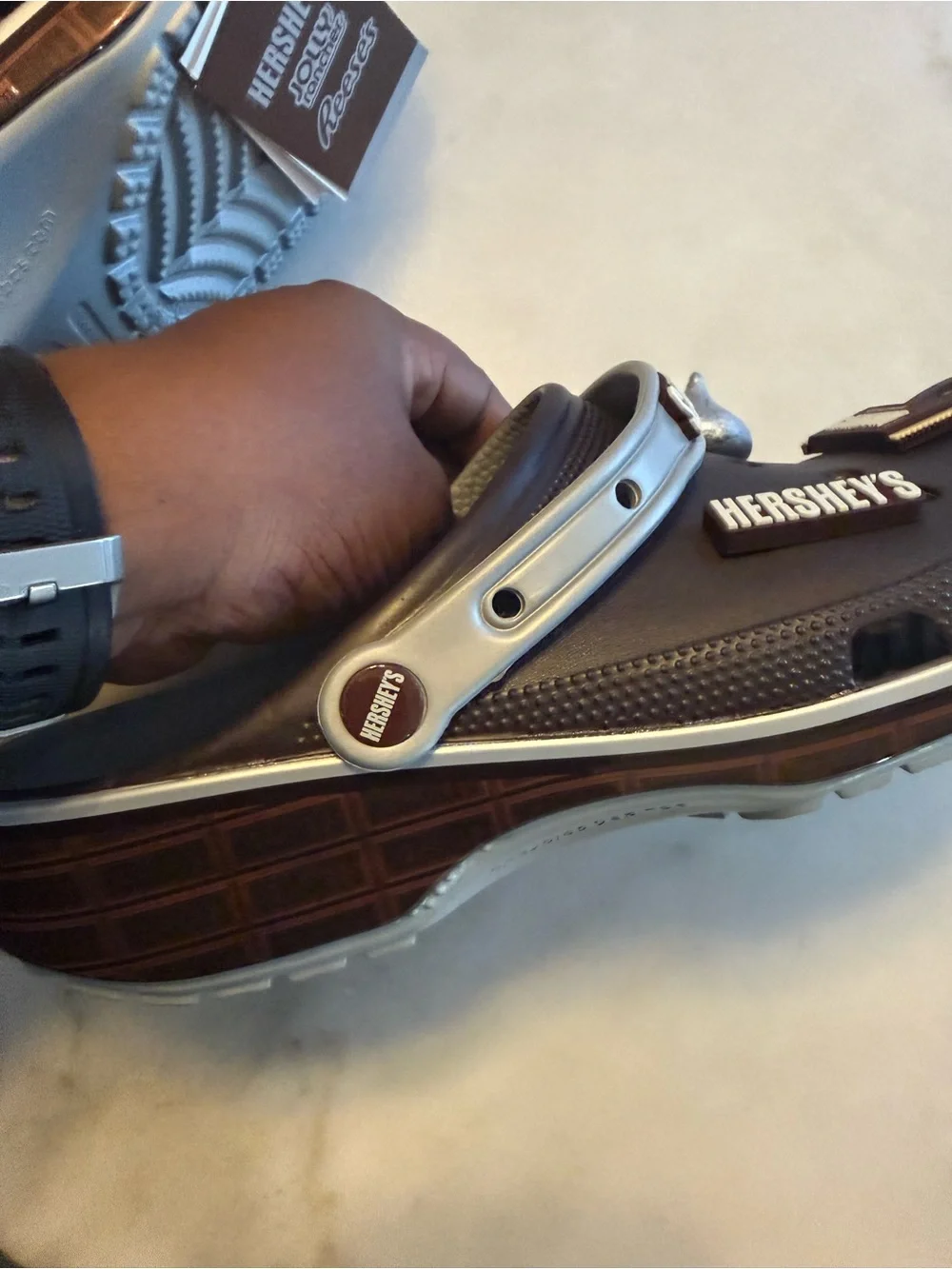CROCS Men's Chocolate Brown & Light Gray Hershey's Clog Sandals